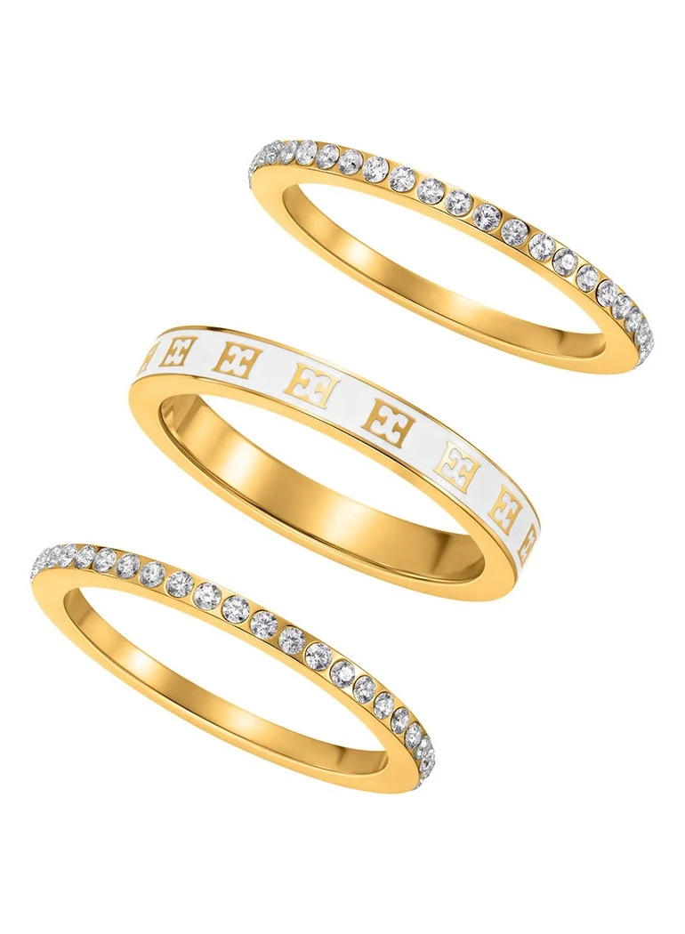 ESCADA Eliza 3-in-1 Ring for Women Mother-of-Pearl and Crystal-Embedded, Signature Logo, Versatile Contemporary Elegance