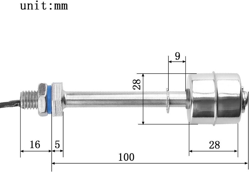 ELECALL 4" Float Switch Stainless Steel Tank Water Level Sensor 110V ES10010 Wire Length 12inch - Image 4