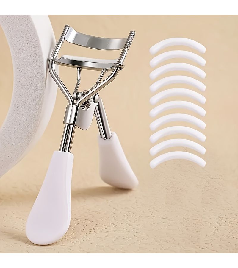 One Professional Eyelash Curler With 10 Replacement Pads And 10 Glue Strips For Long Lasting Wear Making Lashes Look Longer And Fuller Easy To Use Safe For Eyes Shapes Effortlessly Without Pinching - Image 1
