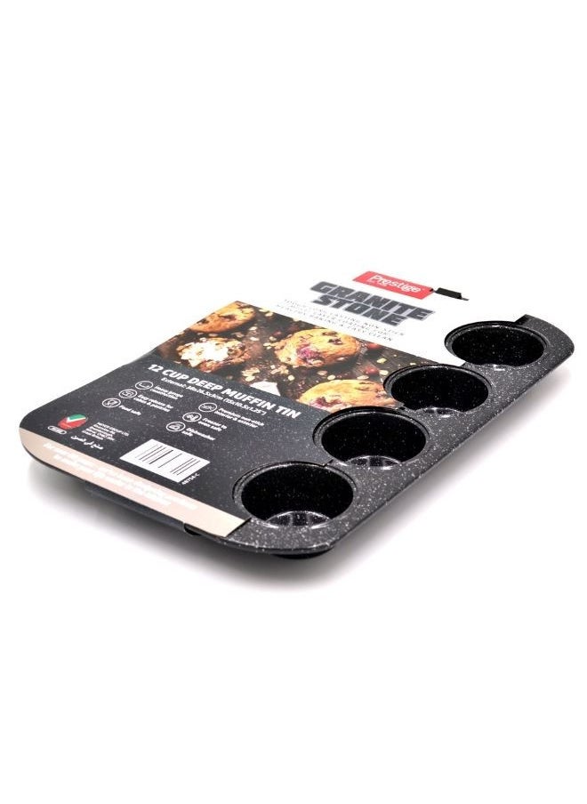 Prestige Prestige Granite Deep Muffin Tray | Non-Stick 12-Cup Muffin Pans Tin - Carbon Steel Baking Tray for Cupcakes PR48754  - Image 4