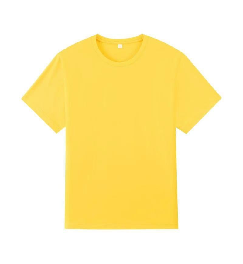 Summer Solid Color Cotton 180G Short Sleeve Round Neck T-Shirt Casual Joker Ice Cool Breathable Logo Multi-Color New - Image 1