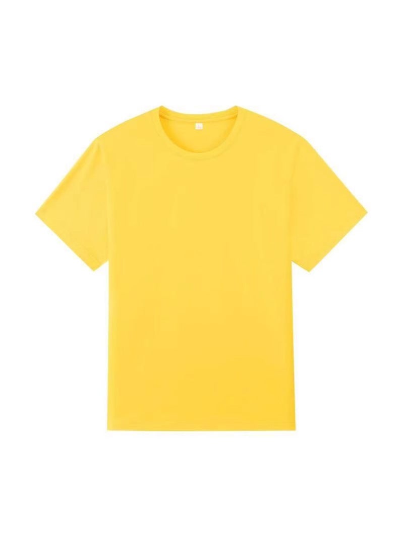 Summer Solid Color Cotton 180G Short Sleeve Round Neck T-Shirt Casual Joker Ice Cool Breathable Logo Multi-Color New - Image 5