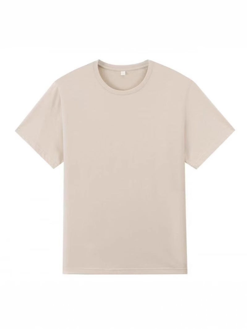 Summer Solid Color Cotton 180G Short Sleeve Round Neck T-Shirt Casual Joker Ice Cool Breathable Logo Multi-Color New - Image 4