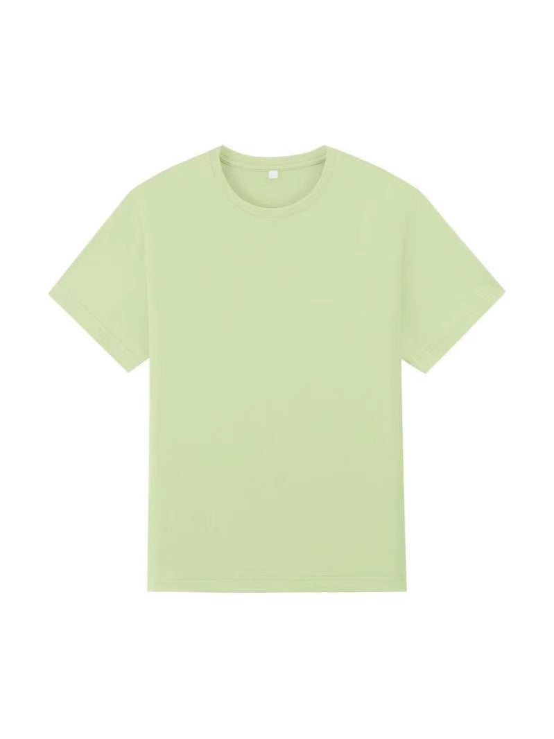 Summer Solid Color Cotton 180G Short Sleeve Round Neck T-Shirt Casual Joker Ice Cool Breathable Logo Multi-Color New - Image 3