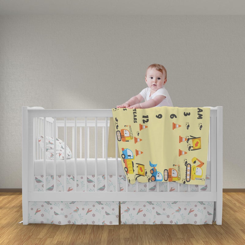 بامبو Construction Vehicle Baby Stuff, Engineering Excavator Baby Month Blanket for Newborn Photo Taken - Baby Age Blanket with 2 Frame - Image 5