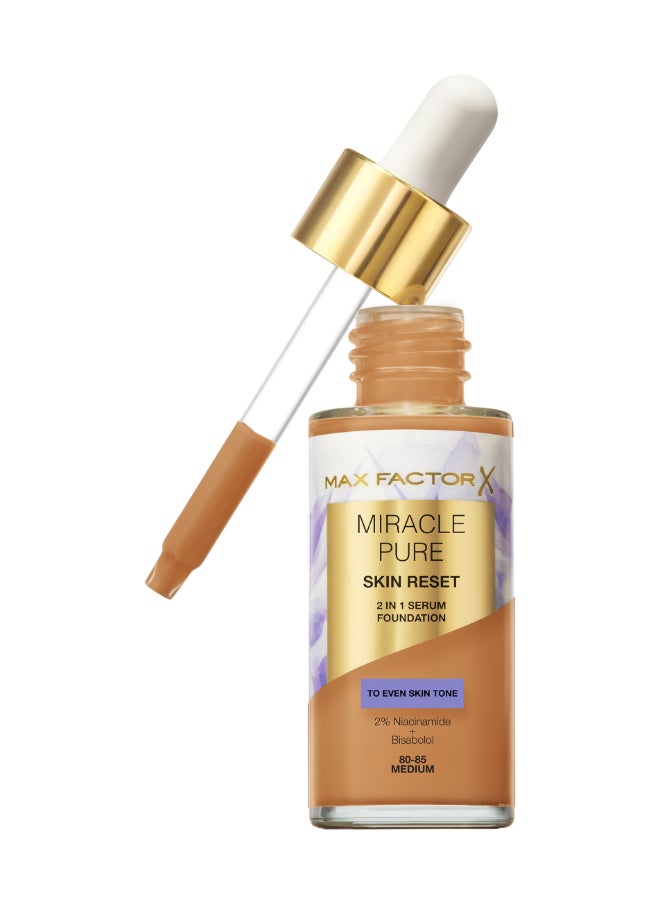 Max Factor - Miracle Pure 2in1 Skin Reset Serum Foundation - 80-85 - Medium, 30ml - Image 1
