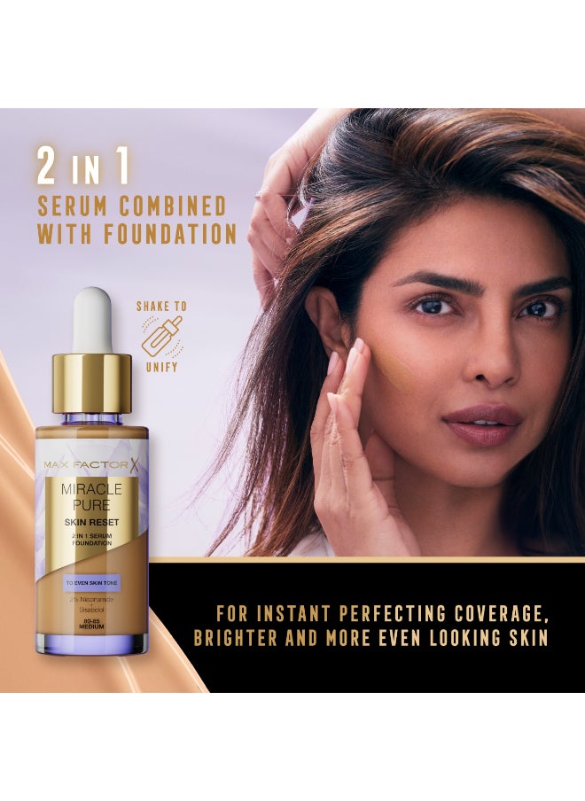 Max Factor - Miracle Pure 2in1 Skin Reset Serum Foundation - 80-85 - Medium, 30ml - Image 1