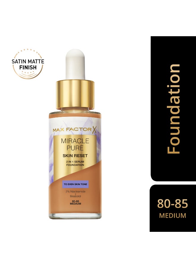 Max Factor - Miracle Pure 2in1 Skin Reset Serum Foundation - 80-85 - Medium, 30ml - Image 1