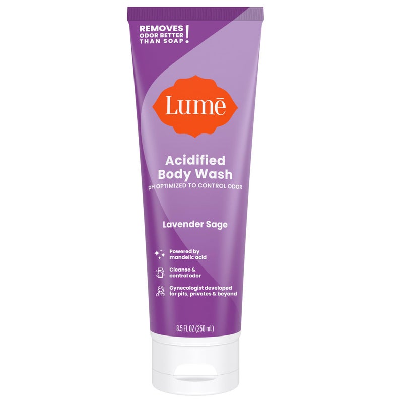 Lume Acidified Body Wash - 24 Hour Odor Control - Removes Odor Better than Soap - Moisturizing Formula - Formulated Without SLS or Parabens - OB/GYN Developed - 8.5 ounce (Lavender Sage) - Image 1