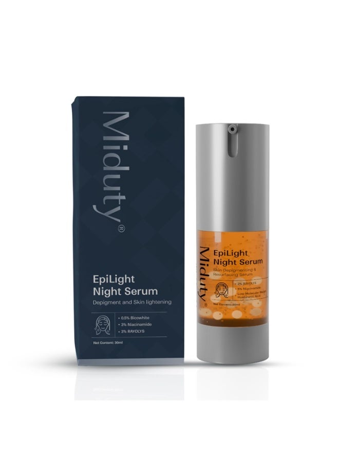 Miduty EpiLight Night Serum | Supports Anti-Pigmentation & Skin Brightening | 5% Niacinamide, RAYOLYS | Suitable for All Skin Types, Including Sensitive Skin | 30 ml - Image 1