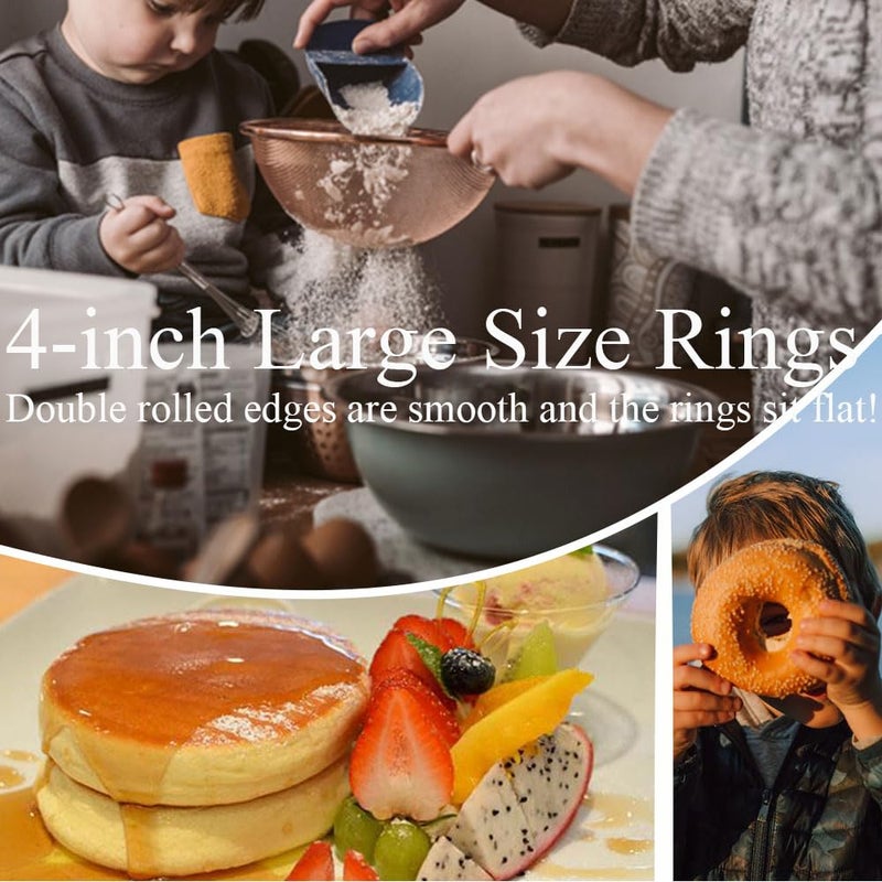 KUAYB 8-Pieces English Muffin Rings 4 Inch Crumpet Rings Stainless Steel Double Rolled Nonstick Metal Round Tart Ring Molds for Cookie Cooking Baking - Image 5