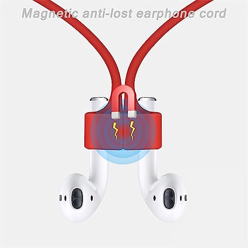 KACA Magnetic Anti-Lost Strap Silicone Rope Wire Cable Connector String for AirPods Pro/Aipods Pro 2 / Airpods 1,2&3 / Earbuds (Red) - Image 3