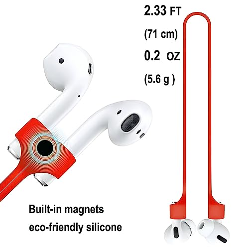 KACA Magnetic Anti-Lost Strap Silicone Rope Wire Cable Connector String for AirPods Pro/Aipods Pro 2 / Airpods 1,2&3 / Earbuds (Red) - Image 4