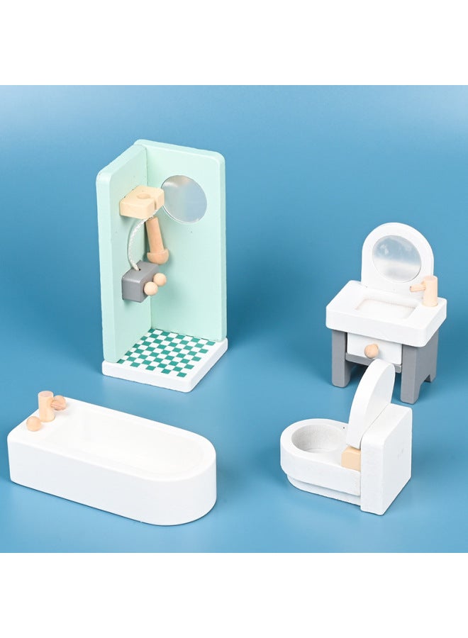 Children's Baby House Decoration Accessories Wooden Mini Simulation Small Furniture Set Model Scene Miniature Sofa Table And Chair Ornaments-Color:Small Furniture Suit B 1.28KG - Image 5