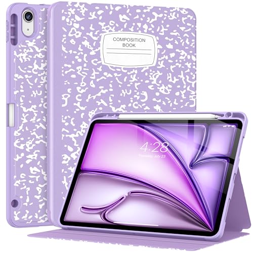 Supveco Case for iPad Air 11 Inch (M3 2025/M2 2024),iPad Air 5th/4th Generation 10.9 Inch 2022/2020 with Pencil Holder-[Auto Wake/Sleep],Premium Folio Stand Soft TPU Back Cover-Lilac - Image 1