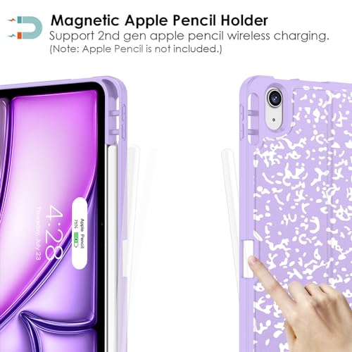 Supveco Case for iPad Air 11 Inch (M3 2025/M2 2024),iPad Air 5th/4th Generation 10.9 Inch 2022/2020 with Pencil Holder-[Auto Wake/Sleep],Premium Folio Stand Soft TPU Back Cover-Lilac - Image 3