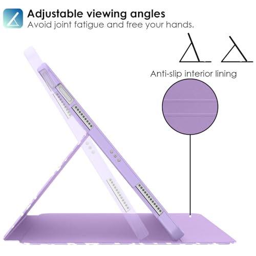 Supveco Case for iPad Air 11 Inch (M3 2025/M2 2024),iPad Air 5th/4th Generation 10.9 Inch 2022/2020 with Pencil Holder-[Auto Wake/Sleep],Premium Folio Stand Soft TPU Back Cover-Lilac - Image 5