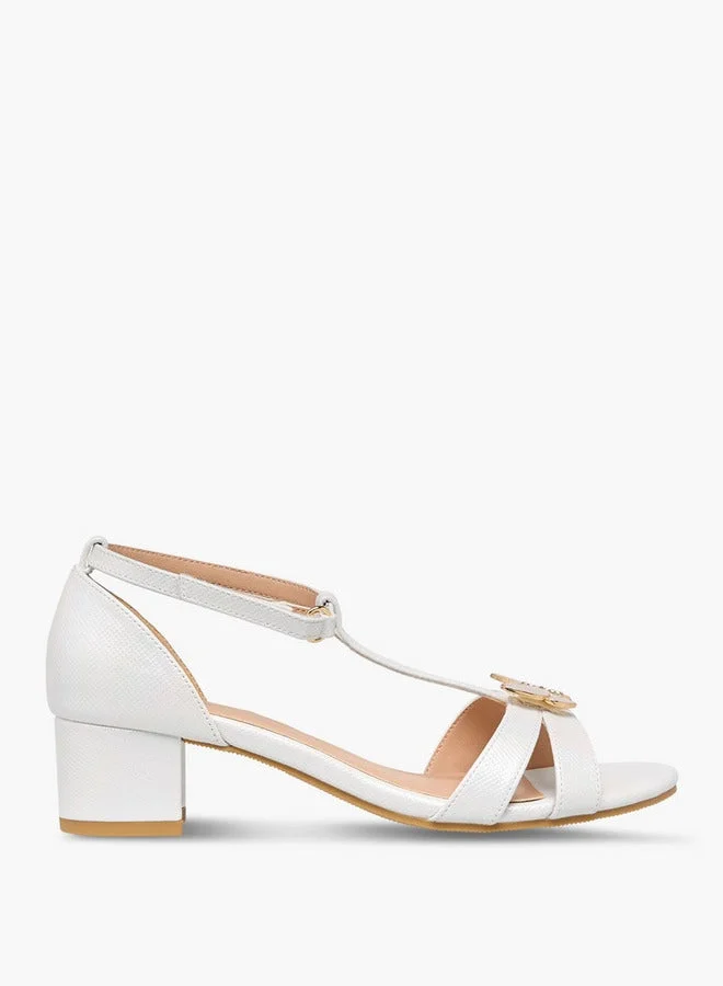 Girls' Butterfly Accent Block Heel Sandals with Hook and Loop Closure