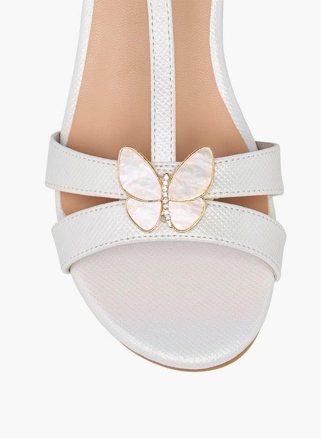 سيليست صنادل بكعب عريض مزينة بفراشة للبنات بإغلاق لاصق - Image 4