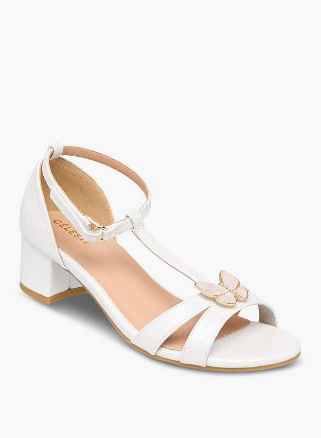 سيليست صنادل بكعب عريض مزينة بفراشة للبنات بإغلاق لاصق - Image 1