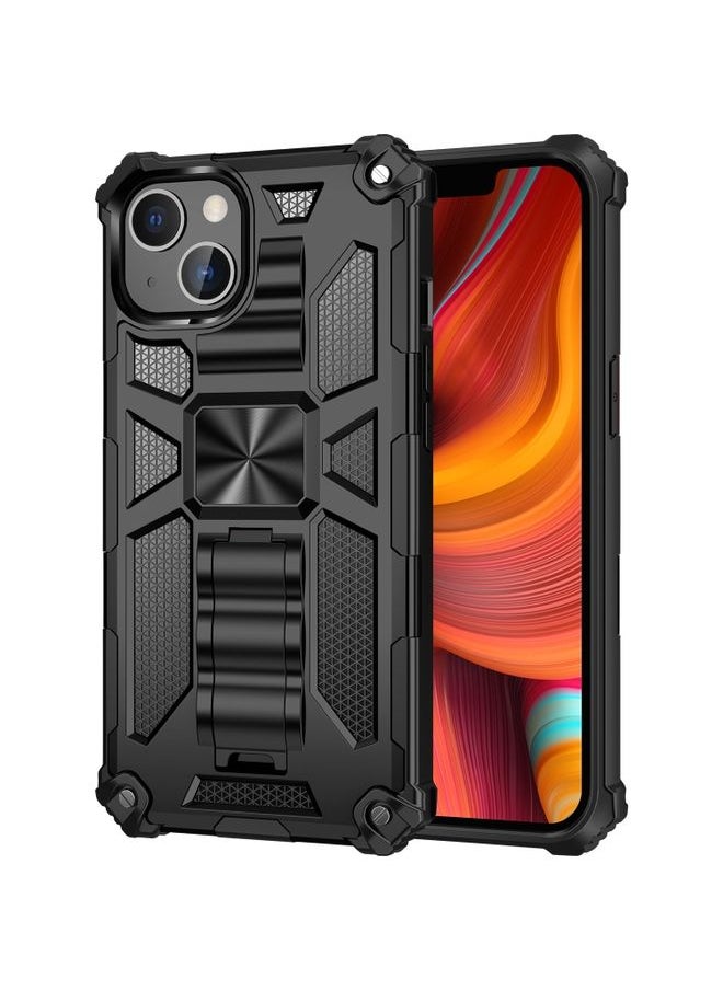 Generic Case Cover For iPhone 13 Pro Armor Shockproof TPU + PC Magnetic Protective Case with Holder Black 