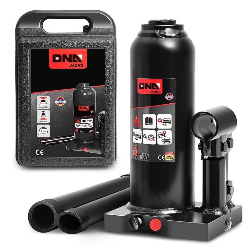 DNA Motoring 4 tons 88185 lbs Lifting Automotive Welded Hydraulic Bottle Jack for Repair Vehicle Pickup Truck wManual Handle Black TOOLS00354 - Image 2