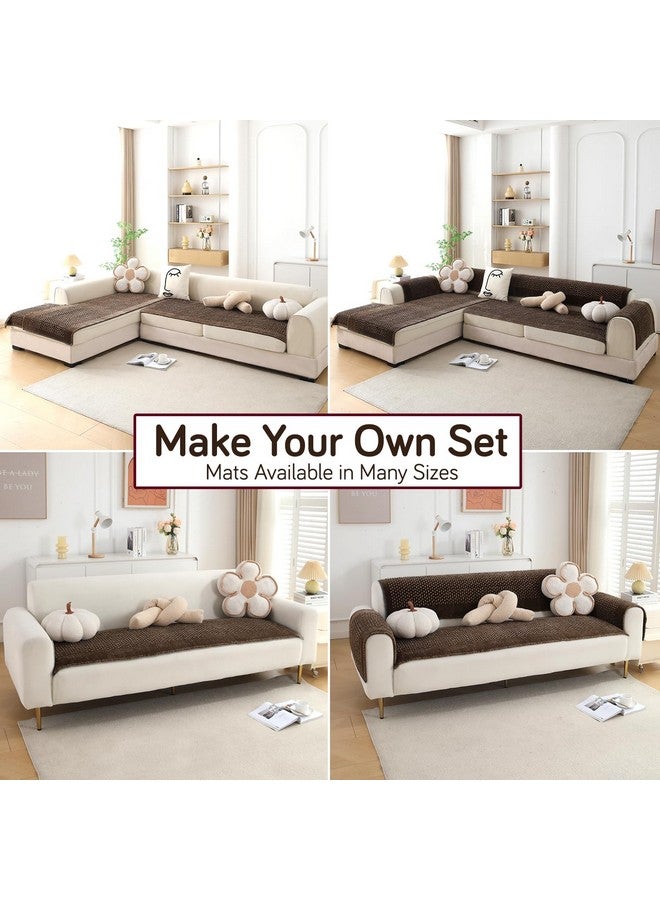 HOKIPO HOKIPO Poly Velvet Handloom Made Thick Sofa Cover Mats For L Shape And 1/2/3 Seater Sofa. Make Your Own Sofa Cover Set, Mat Length 60(D) X 180(L) Cm, Cedar Brown (In-761-Cbr)  - Image 5