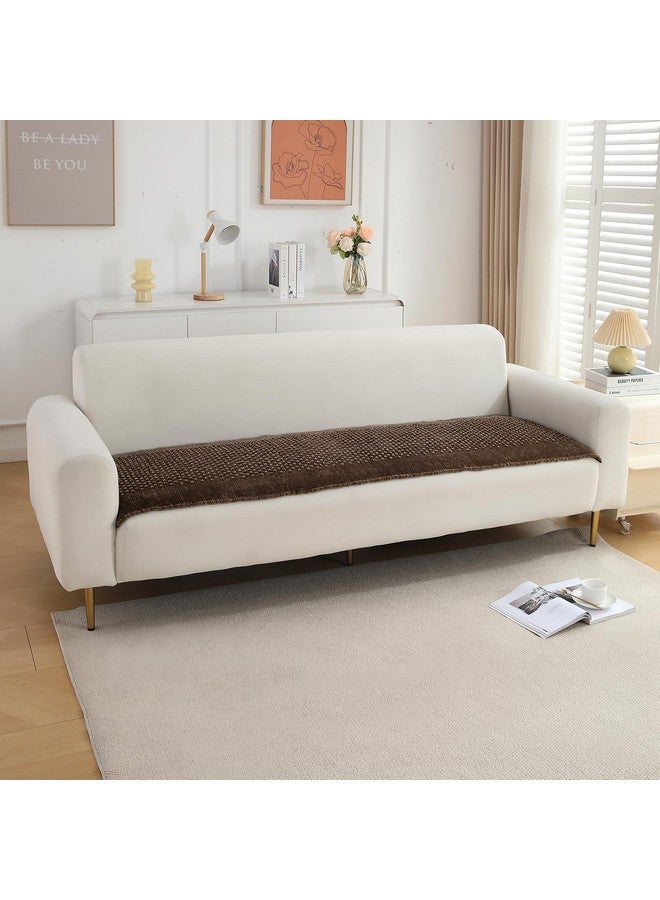 HOKIPO HOKIPO Poly Velvet Handloom Made Thick Sofa Cover Mats For L Shape And 1/2/3 Seater Sofa. Make Your Own Sofa Cover Set, Mat Length 60(D) X 180(L) Cm, Cedar Brown (In-761-Cbr)  - Image 1