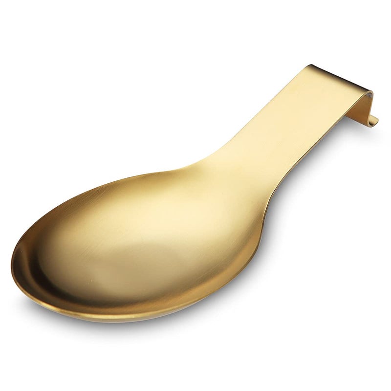 HOMQUEN Matte Gold Spoon Rest, Stainless Steel Spoon Holder for Stove Top, kitchen utensils Holder for Ladles, Tongs, Spatula, Stove Spoon Holder, Pot Lid Holder, Dishwasher Safe (1PC-9.5 Inch) - Image 1