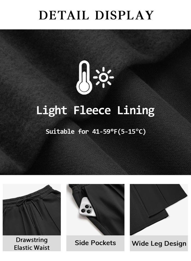 MIROMIHO Womens Wide Leg Sweatpants Flare High Waisted Baggy Pants Drawstring Athletic Joggers Fashion Winter Outfits, Black, XL - Image 4
