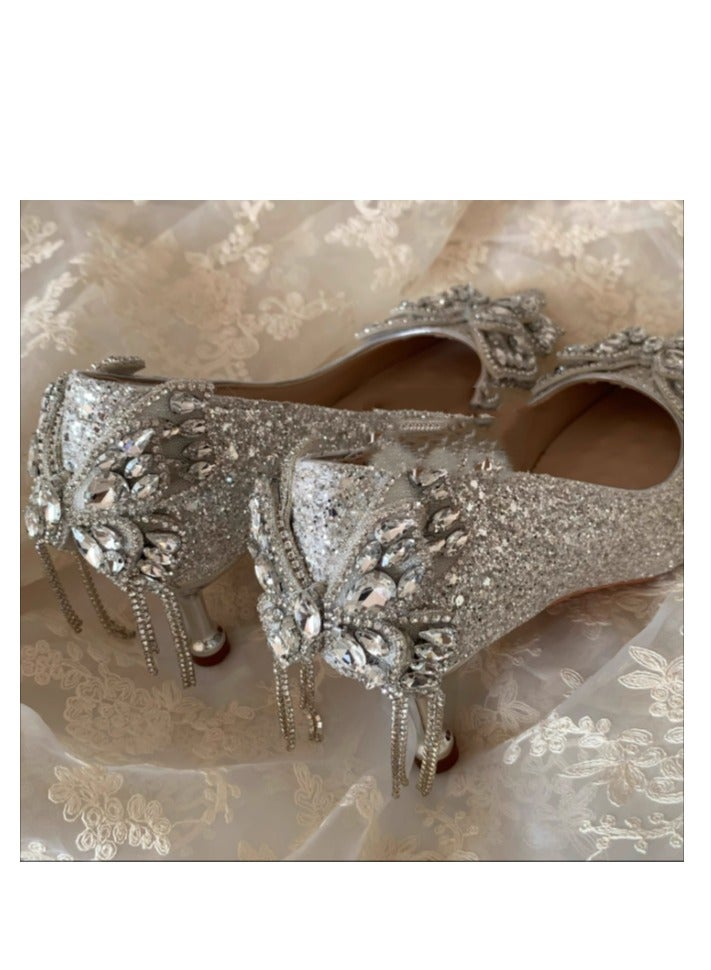 Princess Crystal High Heels Fairy Style Wedding Shoes Bridal Master Wedding Dress - Image 2