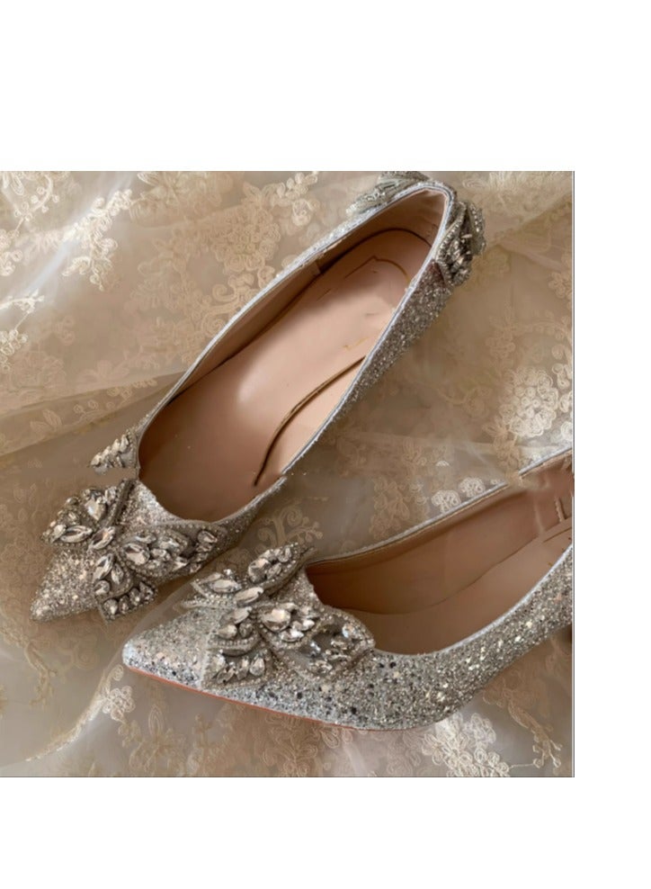 Princess Crystal High Heels Fairy Style Wedding Shoes Bridal Master Wedding Dress - Image 3