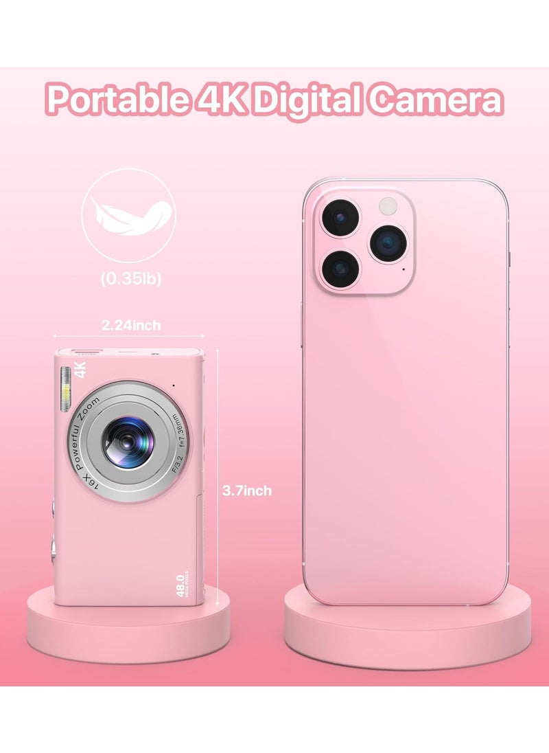 Generic Digital Camera, 4K Vlogging Camera for YouTube Autofocus 48MP UHD Cameras for Photography with Anti-Shake, 16X Digital Zoom Point and Shoot Digital Camera with 32GB Card for Teens Adult Beginner  - Image 5