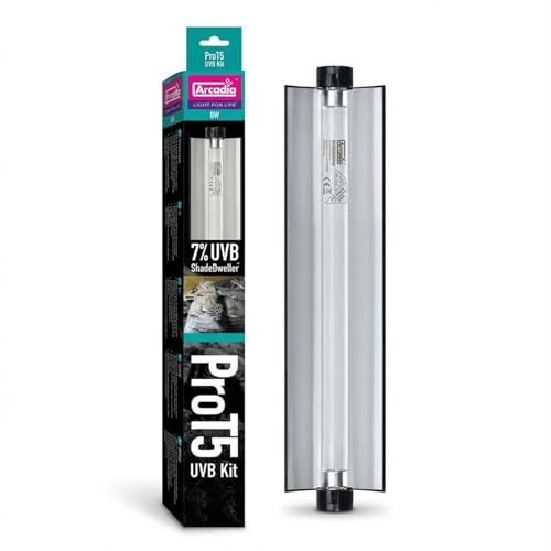 Arcadia T5 UVB Reptile Light Fixture Kit 12" Long 8 Watts 7% UVB ShadeDweller – Complete UVB Light for Reptiles, Turtles, Snake, Bearded Dragon Lamp, Long Lasting Easy to Use Professional Lighting - Image 1