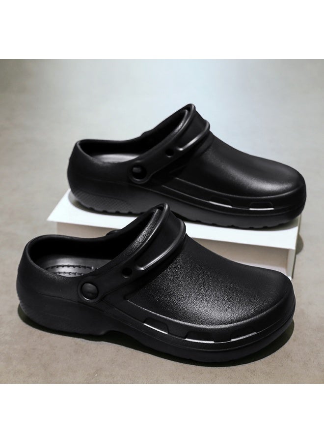 أحذية جراحية للرجال، أحذية الطهاة، وأحذية الحماية، مناسبة للأطباء والممرضات والطهاة وموظفي المختبرات؛ صنادل غير قابلة للانزلاق (أسود). - Image 4