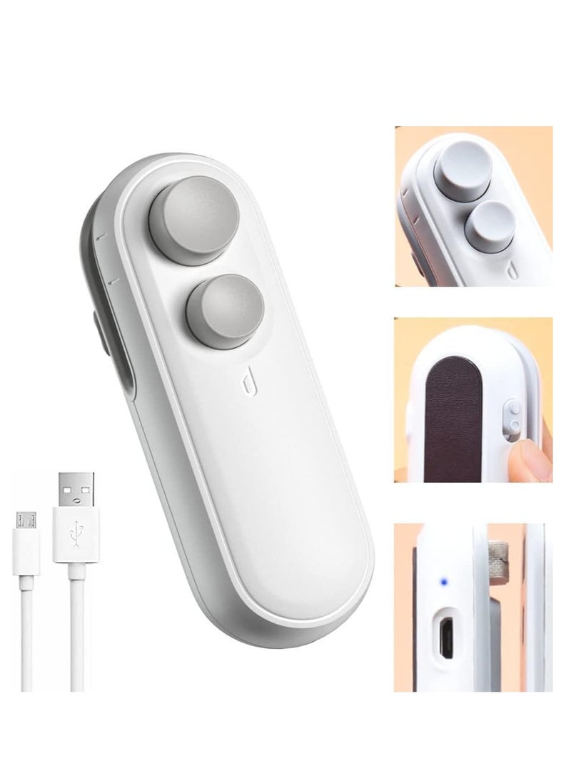 SYOSI Mini Bag Sealer, 2 in 1 Heat Sealer For Snacks, Rechargeable Handheld Plastic Bag Resealer, Vacuum Bag Sealing Machine Portable, Keep Food Chips Cookies Fresh (White) - Image 2