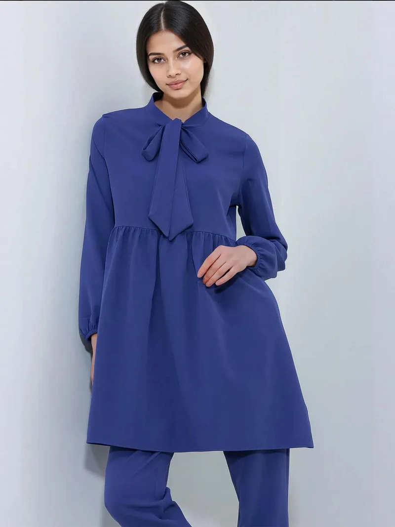 بيغ دارت طقم تونيك طويل وبنطلون قطعتين بياقة قميص