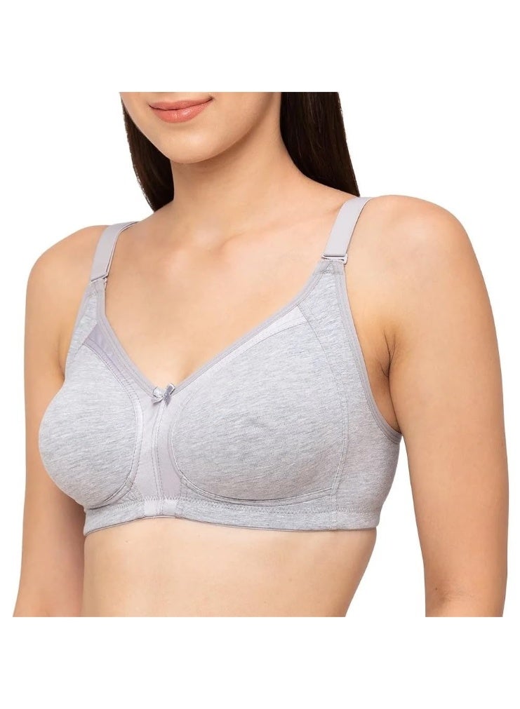 Love Bell Women's Everyday Bra - Cotton Spandex Four-way Stretch Shaping - Non-Padded, Minimizer, Wire-free, Super Comfort (B, Sporty Grey, 32B) - Image 5