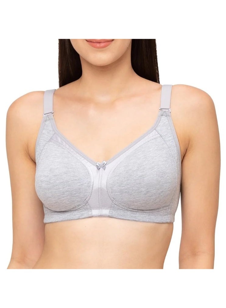 Love Bell Women's Everyday Bra - Cotton Spandex Four-way Stretch Shaping - Non-Padded, Minimizer, Wire-free, Super Comfort (B, Sporty Grey, 32B) - Image 1