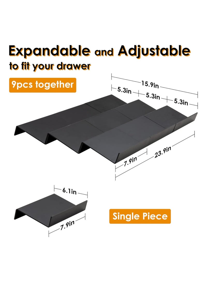 TPGP Expandable Spice Rack Drawer Organizer for Kitchen Cabinets - 3 Tiers for Salt, Pepper Spice Jars, Seasonings, Vitamins, Set of 9 - Black - Image 3
