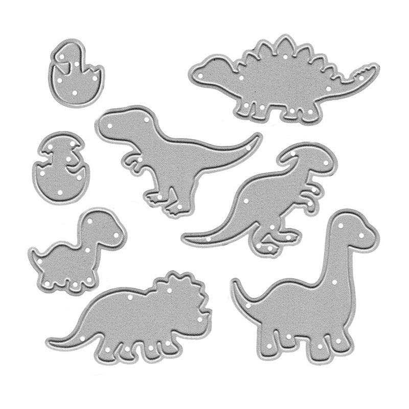 Metal Dinosaur Cutting Dies 8 pcs Easter Dinosaur Set Metal Die Cuts Embossing Stencils Template Mould for Card Making Scrapbooking and DIY Craft Album Paper Card Decor