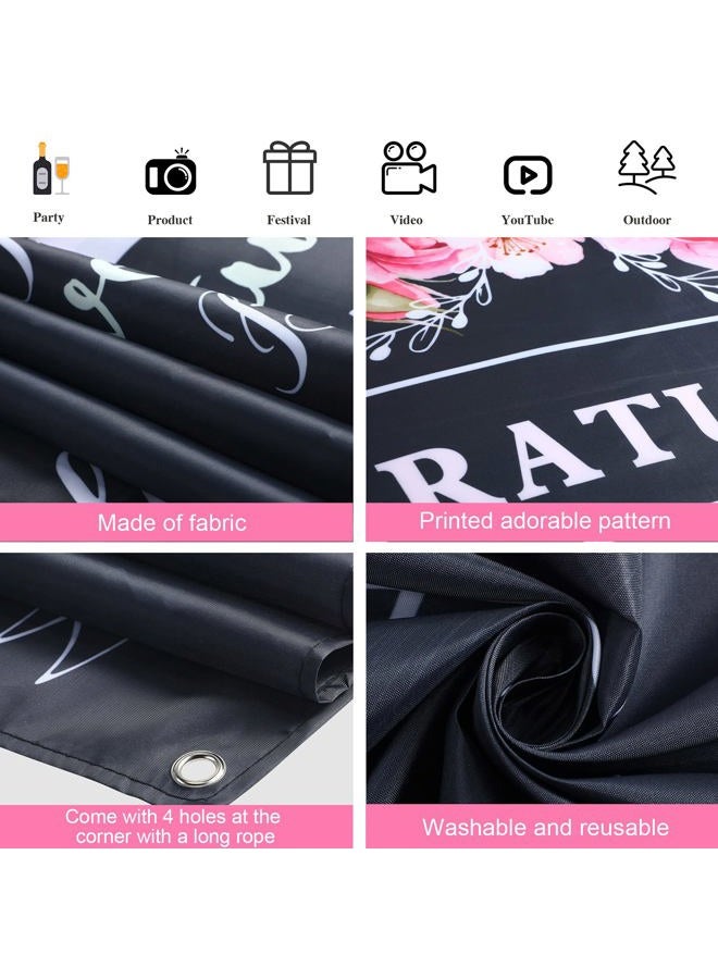 Sumind Graduation Backdrops for Photoshoot, Congratulation Backdrop Fabric Floral Chalkboard Congrats Photography Background Grad Backdrop for Graduation Prom Party Decor Photo, 70.9 x 70.9 Inch - Image 3