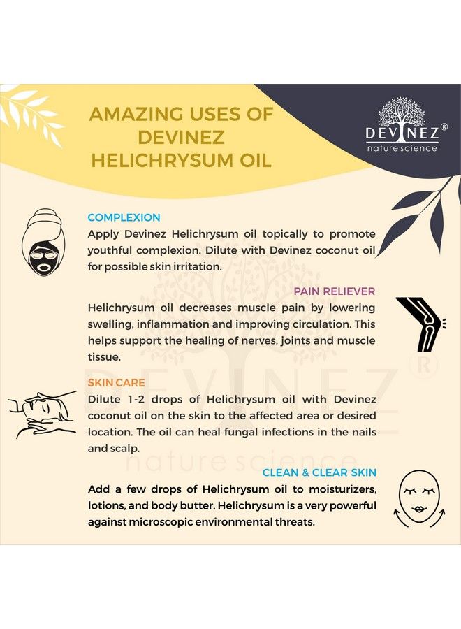 Devinez Helichrysum Essential Oil 100% Pure Natural & Undiluted 100Ml In Anodized Aluminum Bottle - Image 4