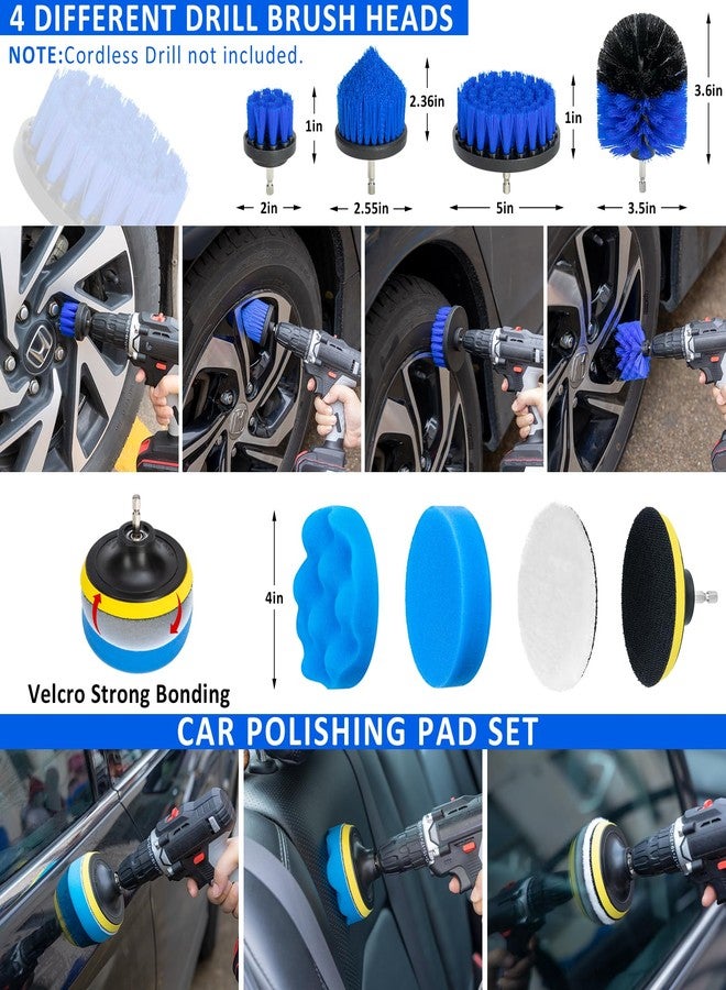 AUTODECO 37Pcs Car Detailing Brush Set, Car Detailing Kit, Auto Detailing Drill Brush Set, Car Detailing Brushes, Car Wash Cleaning Tools Kit with Car Vacuum for Interior, Exterior, Wheels, Blue - Image 4
