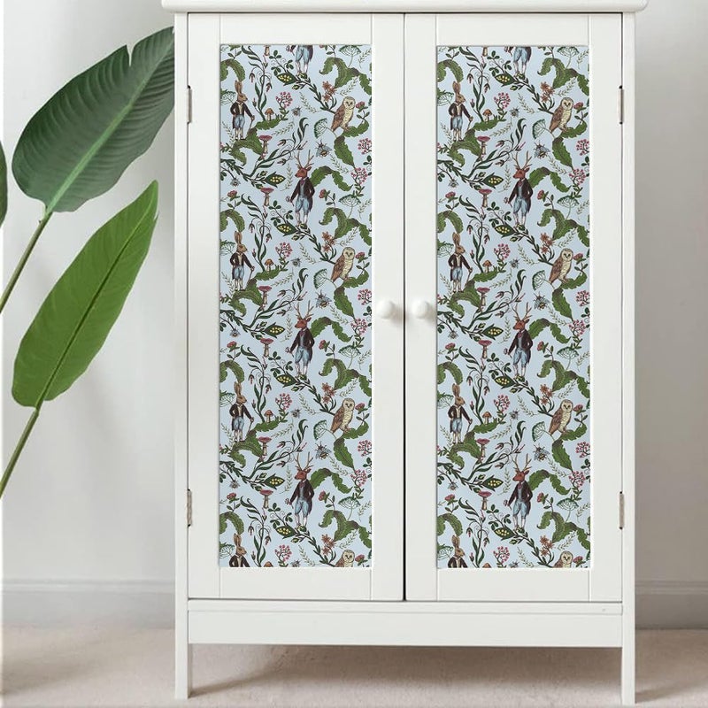 MuralPeel Sky Blue Animals Rabbits Owl Green Leaf Vine Vintage Peel and Stick Wallpaper Self Adhesive Removable Easy Peel Off Contact Paper Stick on Wall Paper for Bedroom Cabinet Renter Friendly - Image 5