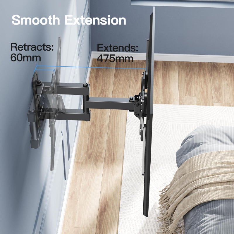 PERLESMITH TV Wall Bracket Swivel Tilt Extend, Universal Wall Mount for 26-60 Inch Flat/Curved TVs, Adjustable TV Brackets Hold up to 35 KG Max.VESA 400x400 mm - Image 2