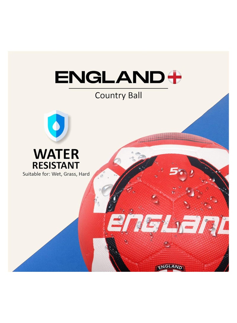 Vector X England Country Colour Football | Size 5 | White-Black-Red | Rubber Moulded | Hard Ground Training Ball for Men & Women - Image 3