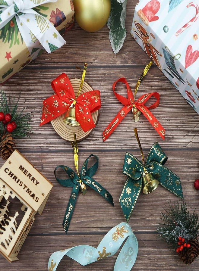 Unigift 40 Pcs Christmas Bow with Bells, 4 Styles, Red, Green, Gold, Polyester, Traditional, Bell Shape, Hanging, Indoor/Outdoor, Christmas, Occasion - Image 3