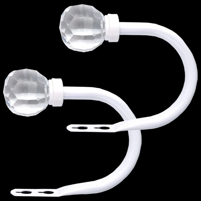 2PACK CURTAIN HOLDBACKS WALL MOUNTED WINDOW DRAPERY HOOKS WITH CLEAR CRYSTAL BALLMETAL DECORATIVE WINDOW DRAPERY CURTAIN HOLDER WITH SCREWS