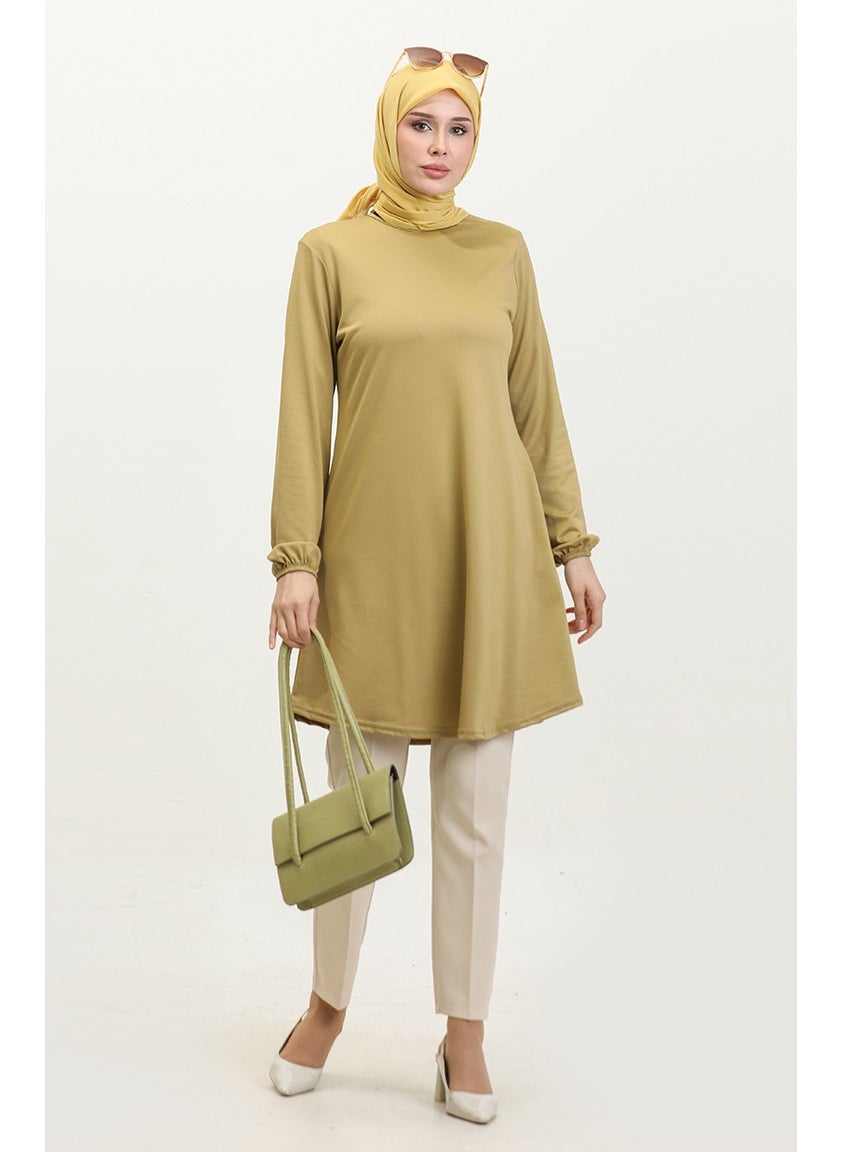 Plain Elasticated Sleeve Crepe Tunic 8709-04 Saffron Color - pzsku/Z3D94F4CC9BA74DBBA2CEZ/45/_/1738801524/10d9fa70-cfda-49c8-bbc7-b3cfcf4e8228